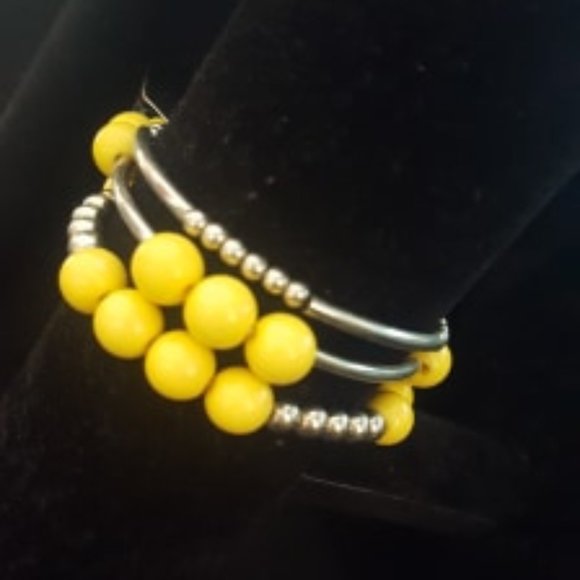 Paparazzi Jewelry - Paparazzi Yellow and Silver Stretchy Bracelet Set